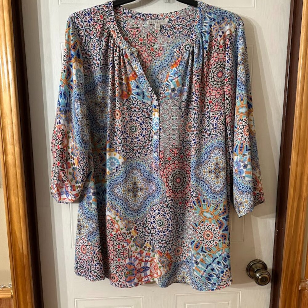 {Plus Size} Spense Women's Blouse~ Size 2X~ Colorful Pattern (A3)